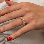 Gümüş İki Sıralı Dorika Kadın Yüzük SL8930 thumbnail 9