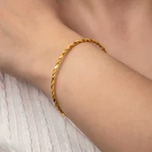 Gümüş Gold İkili Burgu Kadın Bilezik  SL8020 thumbnail 7