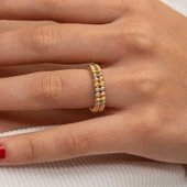 Gümüş İki Sıralı Dorika Kadın Yüzük SL8930 thumbnail 5