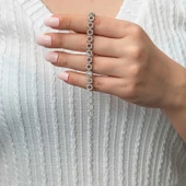 Gümüş Çember Beyaz Taşlı Su Yolu Kadın Bileklik  SL7403 thumbnail 2