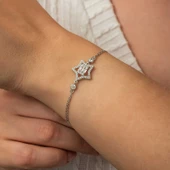 Gümüş Baget Taşlı Yıldız Kadın Bileklik SL8183 thumbnail 6