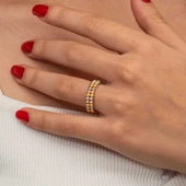 Gümüş İki Sıralı Dorika Kadın Yüzük SL8930 thumbnail 4