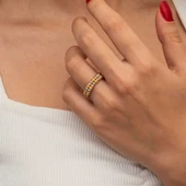 Gümüş İki Sıralı Dorika Kadın Yüzük SL8930 thumbnail 6