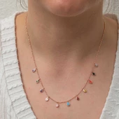 Gümüş Renkli Damla Taşlı Şans Kadın Kolye SL8193 thumbnail 7