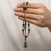 Gümüş Kazaz Püsküllü Sıkma Kehribar Tesbih T8924 SL8263 thumbnail 1