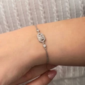 Gümüş Altıgen Baget Taşlı Kadın Bileklik SL8188 thumbnail 4