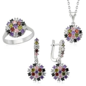 Gümüş Renkli Taşlı Bayan Set SL2286 - 1
