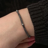 Gümüş Kazaziye Örgü Bileklik  SL7302 thumbnail 4