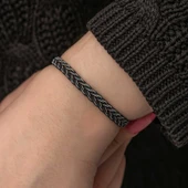 Gümüş Kazaziye Örgü Bileklik  SL7306 thumbnail 10