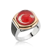 Gümüş Ay Yıldız Erkek Yüzük SL2407 thumbnail 1