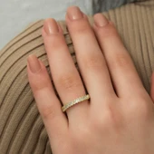 ​​Gümüş Gold Sıralı Baget Taşlı Bayan Yüzük SL2410 thumbnail 5