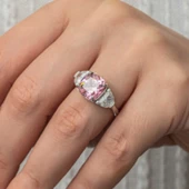 Gümüş Pembe Zirkon Taşlı Kadın Yüzük T8914 SL8254 - 4