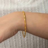 Gümüş Gold İkili Burgu Kadın Bilezik  SL8020 - 3