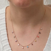 Gümüş Renkli Damla Taşlı Şans Kadın Kolye SL8193 thumbnail 4