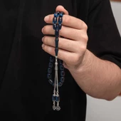 Gümüş Püskül Sıkma Kehribar Tesbih  SL7424 - 1