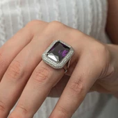 Gümüş Mor Zirkon Taşlı Kadın Yüzük SL8135 thumbnail 7