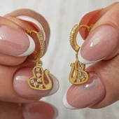 Gümüş Sallantılı Gold Kuğu Kadın Küpe SL8110 thumbnail 1