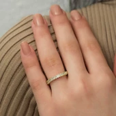 ​​Gümüş Gold Sıralı Baget Taşlı Bayan Yüzük SL2410 thumbnail 2