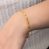 Gümüş Gold İkili Burgu Kadın Bilezik  SL8020 - 5