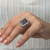 Gümüş Mor Zirkon Taşlı Kadın Yüzük SL8135 thumbnail 3