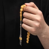 Gümüş Püskül Sıkma Kehribar Tesbih  SL7425 thumbnail 2