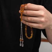 Gümüş Püskül Sıkma Kehribar Tesbih  SL7436 thumbnail 2