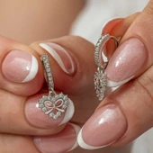 Gümüş Kalp Kurdele Sallantılı Kadın Küpe SL7987 thumbnail 1