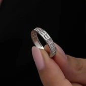 Gümüş Sıralı Baget Taşlı Kadın Yüzük  SL6255 thumbnail 7