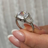 Gümüş Beyaz Zirkon Taşlı Kadın Yüzük T8911 SL8251 thumbnail 9