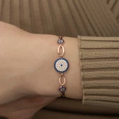 Gümüş Rose Nazar Boncuklu Bileklik SL3832 thumbnail 4