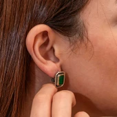 Gümüş Yeşil Taşlı Otantik Kadın Küpe SL9638 thumbnail 5