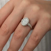 Gümüş Oval Zirkon Taşlı Kadın Yüzük SL8178 thumbnail 5