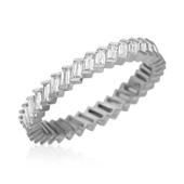 Gümüş Baget Taşlı Rodyum Tamtur Kadın Yüzük SL2968 thumbnail 2