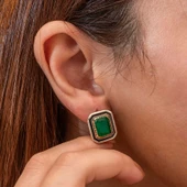 Gümüş Yeşil Taşlı Otantik Kadın Küpe SL9638 thumbnail 3