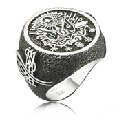 Gümüş Osmanlı Devlet Armalı Erkek Yüzük  SL2478 thumbnail 2