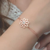Gümüş Rose Çiçek Bayan Bileklik SL8680 thumbnail 2