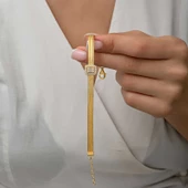 Gümüş Gold Baget Taşlı Trabzon Hasır Kadın Bileklik thumbnail 3