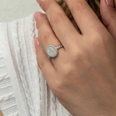 Gümüş Oval Zirkon Taşlı Kadın Yüzük SL8178 thumbnail 6