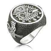 Gümüş Osmanlı Devlet Armalı Erkek Yüzük  SL2478 thumbnail 1