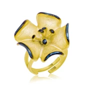 Gümüş Gold Sarı Çiçek Bayan Yüzük SL2672 - 1