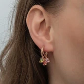 Gümüş Sallantılı Mix Taşlı Halka Kadın Küpe SL6586 thumbnail 3