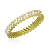 Gümüş Baget Taşlı Gold Tamtur Kadın Yüzük SL3212 thumbnail 1