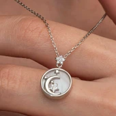 Gümüş Sedef Taşlı Ay Yıldız Hilal Kadın Kolye SL9075 thumbnail 3