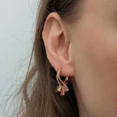 Gümüş Sallantılı Mix Taşlı Halka Kadın Küpe SL6586 thumbnail 4