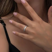 Gümüş Sıralı Baget Taşlı Kadın Yüzük  SL6255 thumbnail 5