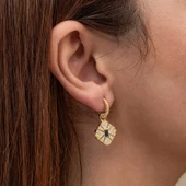 Gümüş Gold Zirkon Taşlı Kadın Küpe SL8967 thumbnail 4