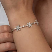 Gümüş Beyaz Lotus Çiçeği Kadın Bileklik SL8970 thumbnail 5