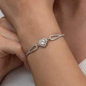 Gümüş Zirkon Taşlı Kalp Bileklik SL8972 thumbnail 6