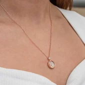 Gümüş Rose Sedef Taşlı Ay Yıldız Hilal Kadın Kolye SL9077 thumbnail 5