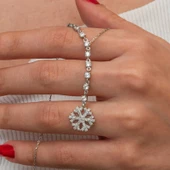 Gümüş Sıralı Zirkon Taşlı Kar Tanesi Kadın Kolye SL9138 thumbnail 7